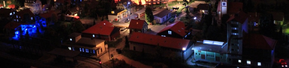 Panorama nocna makiety Sopotni Wielkiej 2050.