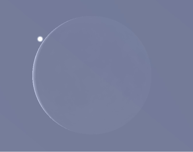 Symulacja okultacji Wenus 6 kwietnia 2016r. Źródło: Stellarium.
